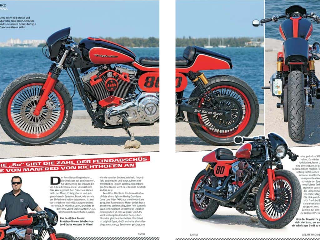 “Dyna Red Baron” by LDK in Dream Machines Magazine (Germany)