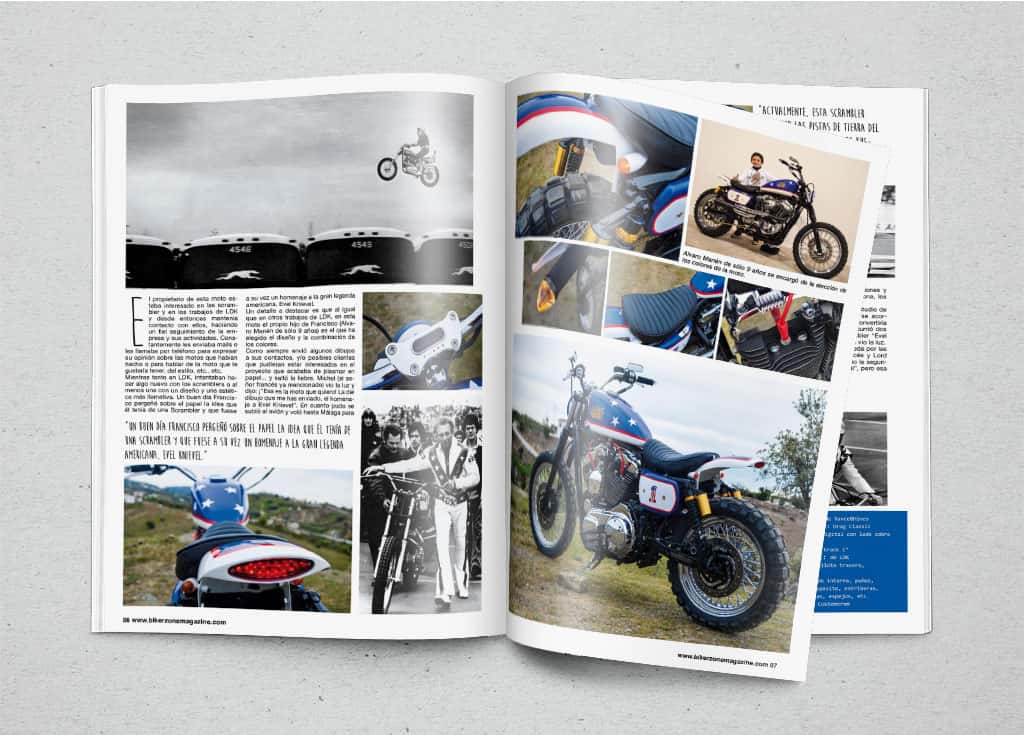 Report on “Evel Knievel” by Lord Drake Kustoms in Biker Zone magazine