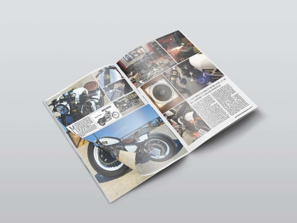 “Sixty-Nine” based on a classic Harley of the 69 in Biker Zone magazine