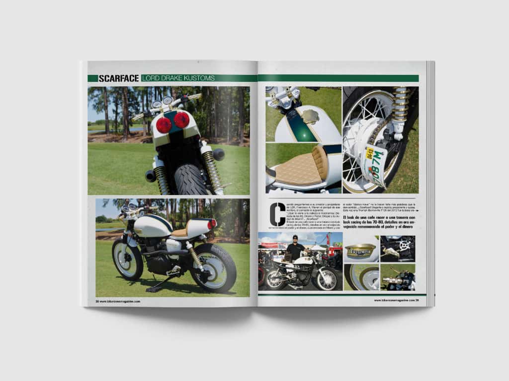 Bonneville Scarface by Lord Drake Kustoms in Biker Zone magazine