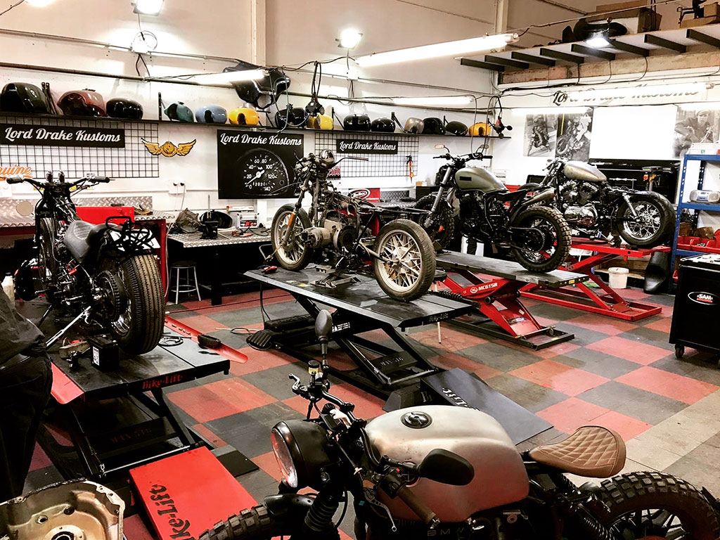 Vista del taller de moto custom de LDK