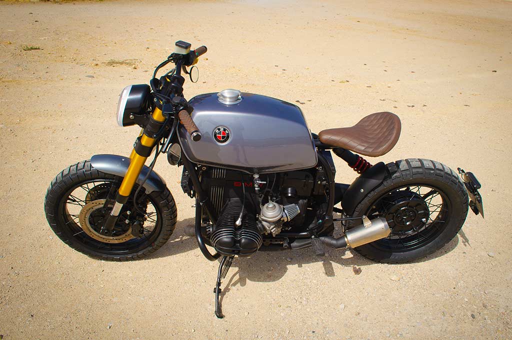 BMW R100R Scrambler by Lord Drake Kustoms in an up right-to-left view