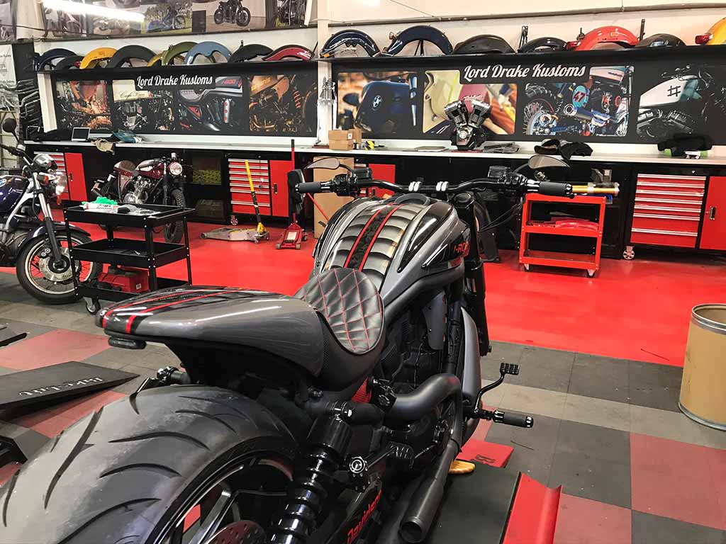 Vista del taller especializado en Harley Davidson de Lord Drake Kustoms