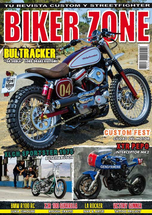 BIKER ZONE magazine cover featuring the Bultracker 04 Siebla